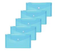 HERMA 20040 Lot de 5 pochettes transparentes en polypropylène avec bouton pression pour l'école, l'université, le bureau, les enveloppes en polypropylène bleu clair 22 x 12 cm