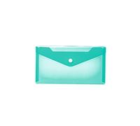 HERMA 20041 Porte-documents DIN long transparent turquoise - Petites pochettes transparentes avec bouton pression - Enveloppe en plastique pour l'école, l'université, le bureau, les voyages