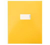 HERMA 20044 Quart Protège-cahiers, en carton jaune, avec champ d'inscription, en papier solide et extra fort, protège-cahiers d'école, couleur