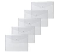 HERMA 20051 Lot de 5 petites pochettes transparentes en plastique avec bouton pression pour l'école, l'université, le bureau, les voyages