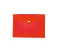 HERMA 20054 Porte-documents A5 transparent rouge, petite pochette transparente avec bouton pression, enveloppe en plastique pour l'école, l'université, le bureau, les voyages