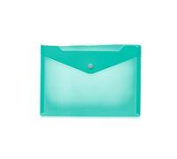 HERMA 20060 Porte-documents A5 transparent turquoise, petites pochettes transparentes avec bouton-pression, enveloppe en plastique pour l'école, l'université, le bureau, les voyages