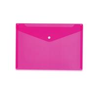HERMA 20075 Porte-documents A4 transparent rose avec petite pochette transparente avec bouton pression enveloppe en plastique pour l'école, l'université, le bureau, les voyages
