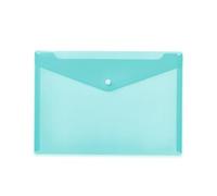 HERMA 20077 Porte-documents A4 transparent turquoise, petites pochettes transparentes avec bouton pression, enveloppe en plastique pour l'école, l'université, le bureau, les voyages