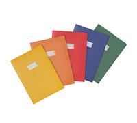 HERMA 20229 Lot de 5 protège-cahiers A4 en papier assorti, avec champ d'inscription, en papier recyclé vif, couleurs riches, pour cahiers scolaires, colorées