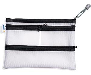 HERMA 20295 - Pochette universelle A5 avec fermeture éclair - Noir transparent - Grand organiseur de sacs à main refermable avec fermeture éclair et 4 poches séparées - Sac de rangement pour