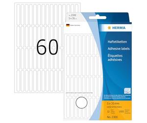 Herma 2300 Étiquettes universelles 5 x 35 mm 1920 pièces Blanc