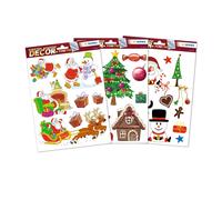 HERMA 25 Christmas Santa Snowman Reindeer Tree Stickers for Windows, Reusable Xm