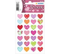 HERMA 3057 Lot de 84 autocollants en forme de cœur multicolores en forme de cœur pour Saint-Valentin, amour, mariage, anniversaire, scrapbooking, décoration, cadeau, lettres, bricolage