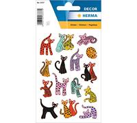 HERMA 3337 Stickers amusants animaux pour enfants, chats abstraits (45 autocollants, papier, mat) autocollants permanents Motif étiquettes pour filles et garçons, multicolores