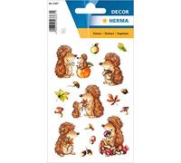 HERMA 3367 Lot de 48 autocollants hérisson petits et grands autocollants animaux avec motif d'automne Étiquettes pour enfants pour album photo, journal intime, album de poésie, scrapbooking,
