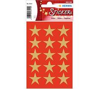 HERMA 3414 Lot de 45 autocollants de Noël avec étoiles dorées Ø 22 mm 45 autocollants de décoration de Noël autocollantes pour Noël, cadeaux, bricolage, calendrier de l'Avent