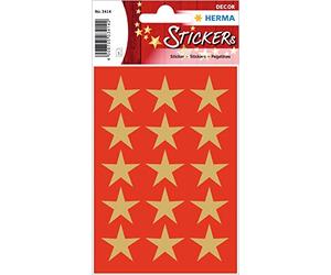 HERMA 3414 Lot de 45 autocollants de Noël avec étoiles dorées Ø 22 mm 45 autocollants de décoration de Noël autocollantes pour Noël, cadeaux, bricolage, calendrier de l'Avent