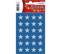 HERMA 3418 Autocollants de Noël, étoiles argentées à 5 pointes (Ø 15 mm, 72 autocollants, papier) autocollants pour décoration de Noël, cadeaux, artisanat, calendrier de l'Avent
