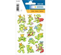 HERMA 3429 Lot de 36 petits autocollants Roi grenouille avec motif amusant de grenouille - Étiquettes pour enfants pour album photo, journal intime, album de poésie, scrapbooking, décoration