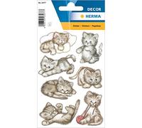 HERMA 3477 Autocollants amusants animaux pour enfants, chaton roulant (21 autocollants, papier, mat) autocollants permanents pour filles et garçons, multicolore