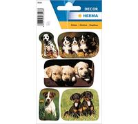 HERMA 3528 Lot de 15 autocollants en papier mat pour photos d'animaux et chiots (15 autocollants, papier mat), autocollants permanents, pour filles et garçons, multicolore