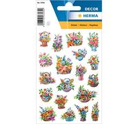 HERMA 3584 Stickers "Panier de fleurs" en papier, autocollants vintage pour décoration d'agenda, calendrier, scrapbooking et enfants, 57 petits stickers fleurs