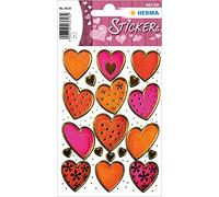 HERMA 3618 Lot de 38 autocollants en forme de cœur rouge et rose avec gaufrage doré pour Saint-Valentin, amour, mariage, anniversaire, scrapbooking, décoration, cadeau, lettres, bricolage