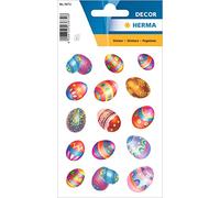 HERMA 3672 Autocollants de Pâques pour enfants, œufs de Pâques (15 autocollants, papier, pailletés) autocollants permanents Motif étiquettes pour décoration pour filles et garçons, multicolores