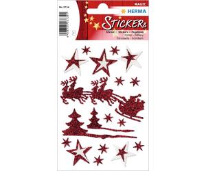 HERMA 3734 Christmas Stickers, Sleigh Ride (18 Stickers, Foil, Glitter) Self-Adh