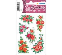 HERMA 3809 Lot de 18 Autocollants en Papier Mat pour la Saint Valentin Motif Roses Rouge