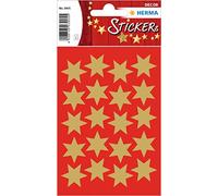 HERMA 3905 Lot de 60 autocollants de Noël, étoiles dorées à 6 branches (diamètre 21 mm, papier autocollant, décoration de Noël, étiquettes permanentes pour Noël, cadeaux, bricolage, calendrier de