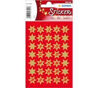 HERMA 3924 Lot de 102 autocollants étoiles à 6 branches, dorées, Ø 14 mm, 1 à 24 en papier doré, 6 branches, permanents, 3 feuilles/102 autocollants