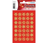 HERMA 3924 Lot de 102 autocollants étoiles dorées Chiffres 1 à 24 petits, 14 mm, autocollants en papier, autocollants de Noël pour cadeaux de Noël, calendrier de l'avent, décoration de récompense pour