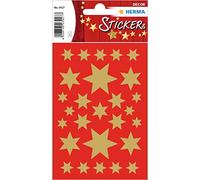 HERMA 3927 Autocollants de Noël, étoiles dorées à 6 pointes (81 autocollants, papier, mat) autocollants pour décoration de Noël, cadeaux, artisanat, calendrier de l'Avent