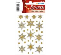 HERMA 3948 Lot de 13 autocollants de Noël avec étoiles argentées à 6 branches (13 autocollants, film holographique) Décoration de Noël autocollante pour Noël, cadeaux, calendrier de l'Avent