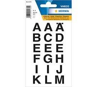 HERMA 4135 Lot de 36 lettres autocollantes noires de 20 x 20 mm, résistantes aux intempéries, grandes lettres de l'alphanet, en film plastique à coller, transparents