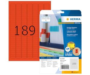Herma 4244 Étiquettes 25,4 x 10 A4 3780 pièces Rouge