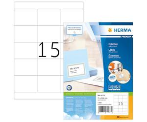 HERMA 4278 étiquettes autocollantes multi-usages, 15 étiquettes par feuille A4, 1400 feuilles, 70 x 50,8 mm, 21 000 étiquettes universelles vierges, étiquettes autocollantes pour imprimante laser et