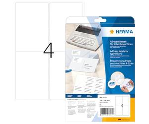 HERMA 4434 Lot de 80 étiquettes autocollantes pour machine à écrire Format A4 (102 x 148 mm, 20 feuilles, papier mat, coins arrondis) Blanc