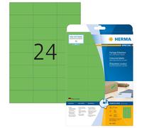HERMA 4469 Self Adhesive Coloured Labels, 24 Labels per A4 Sheet, 20 Sheets, 70