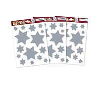 HERMA 45 Autocollants de Noël, Étoiles d'argent, pour la décoration de Noël de fenêtre, adhèrent sans colle et sont amovibles, étiquettes auto-adhésives / stickers pour enfants