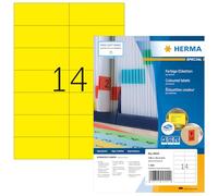 HERMA 4555 étiquettes colorées DIN A4 (105 x 42,3 mm, 100 feuilles, papier mat) autocollantes, imprimables, étiquettes de couleur adhésive, 1 400 étiquettes adhésives, jaunes