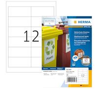 HERMA 4597 Lot de 480 feuilles d'étiquettes autocollantes pour imprimante à jet d'encre, résistantes aux intempéries, 97 x 42,3 mm, 12 par feuille A4, blanches