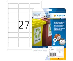 Herma 4864 Étiquettes en plastique résistantes aux intempéries 63,5 x 29,6 Spécial A4 Blanc