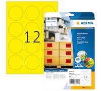 Herma 5152 Étiquettes diamètre 60 A4 LaserCopy 240 pièces Jaune fluo