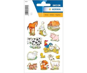 HERMA 5419 Stickers Animaux de la Ferme en Papier Adhésif Permanent 3 Feuilles / 36 Stickers