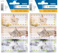 HERMA 5569 Étiquettes de livre pour lettrage de chat (76 x 35 mm, 6 autocollants nominatifs, papier pailleté) auto-adhésives pour livres, cahiers, boîtes, ménage, coloré (Lot de 2)