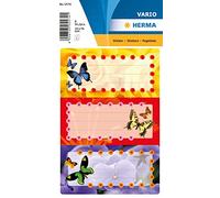 HERMA 5574 Étiquettes de livre à étiqueter Papillons (76 x 35 mm, 6 autocollants nominatifs, papier pailleté) autocollants permanents pour livres, cahiers, boîtes, ménage, multicolore