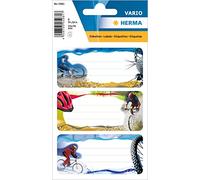 HERMA 5981 Lot de 9 étiquettes autocollantes lignées pour livres de VTT, 76 x 35 mm, pour l'école, les enfants, les filles, les garçons, multicolores