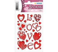 HERMA 6287 Lot de 26 autocollants en forme de cœur à paillettes en forme de cœur pour Saint-Valentin, amour, mariage, anniversaire, scrapbooking, décoration, cadeau, lettres, bricolage
