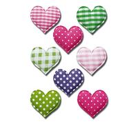 HERMA 6288 Lot de 8 grands autocollants en forme de cœur multicolores en tissu rose rose vert étiquettes en forme de cœur pour Saint Valentin Amour Mariage Anniversaire Scrapbooking Décoration Cadeau