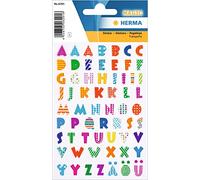 HERMA 6291 Stone Stickers pour Enfants Lettres (62 Stickers Plastique Mat) Autocollants permanents Motif Étiquettes pour filles et garçons Multicolore