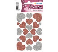 HERMA 6387 Lot de 22 cœurs pailletés pour la Saint Valentin Rouge/argenté