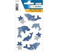 HERMA 6436 Diamond Glittery Stickers dauphins (8 autocollants, film pailleté) Autocollants permanents Motif étoiles pour filles et garçons Multicolore